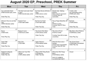 August 2020 Summer EP & Preschool PreK Plan
