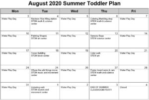 August 2020 Summer Toddler Plan